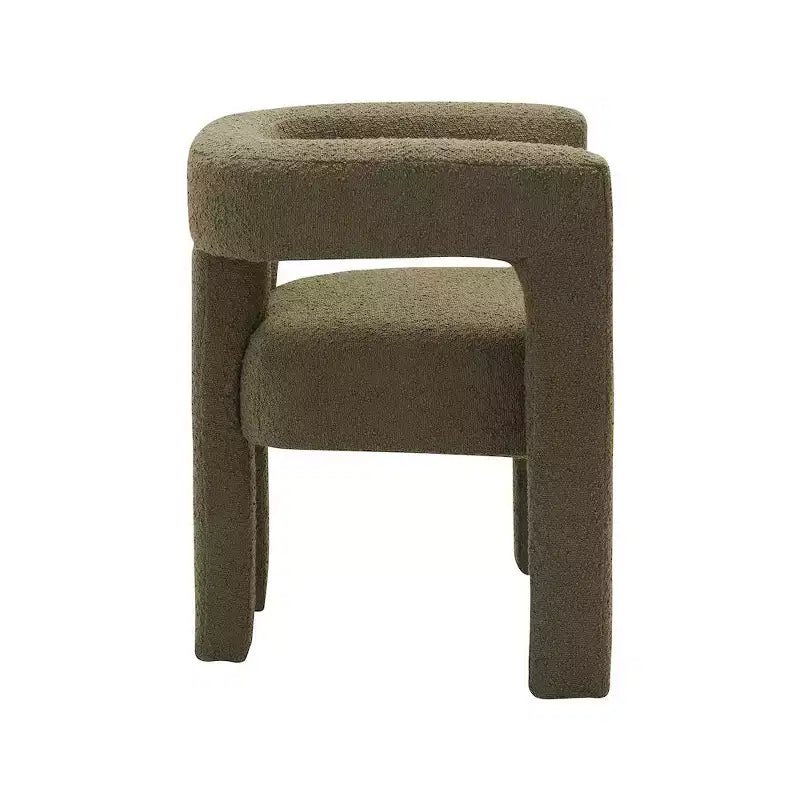 Chaise en tissu bouclé vert olive