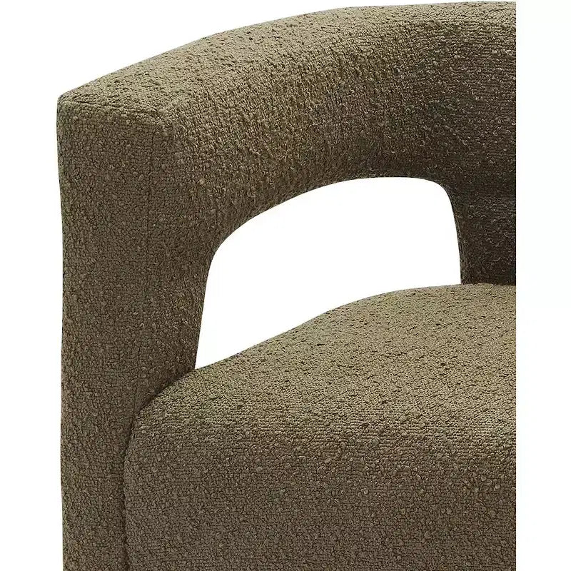 Chaise en tissu bouclé vert olive