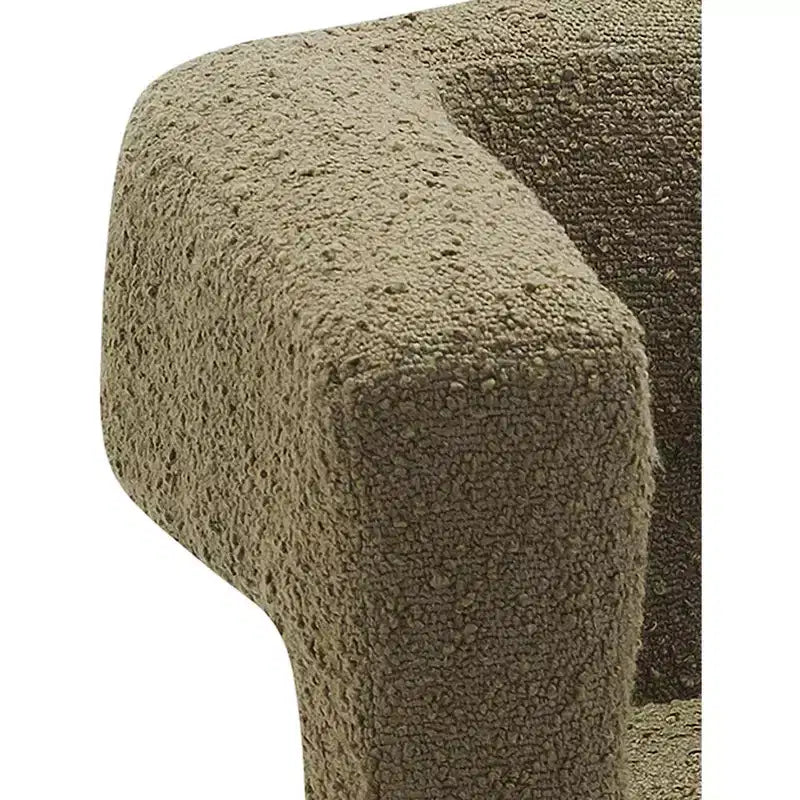 Chaise en tissu bouclé vert olive
