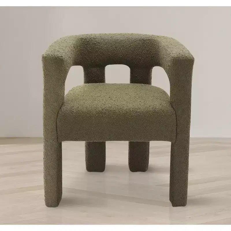 Chaise en tissu bouclé vert olive