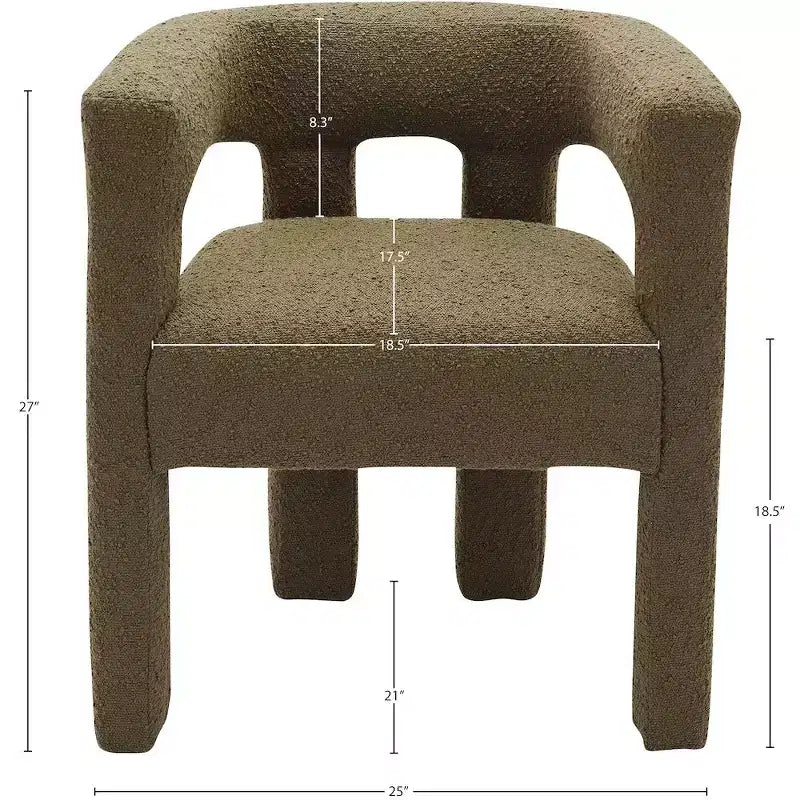 Chaise en tissu bouclé vert olive